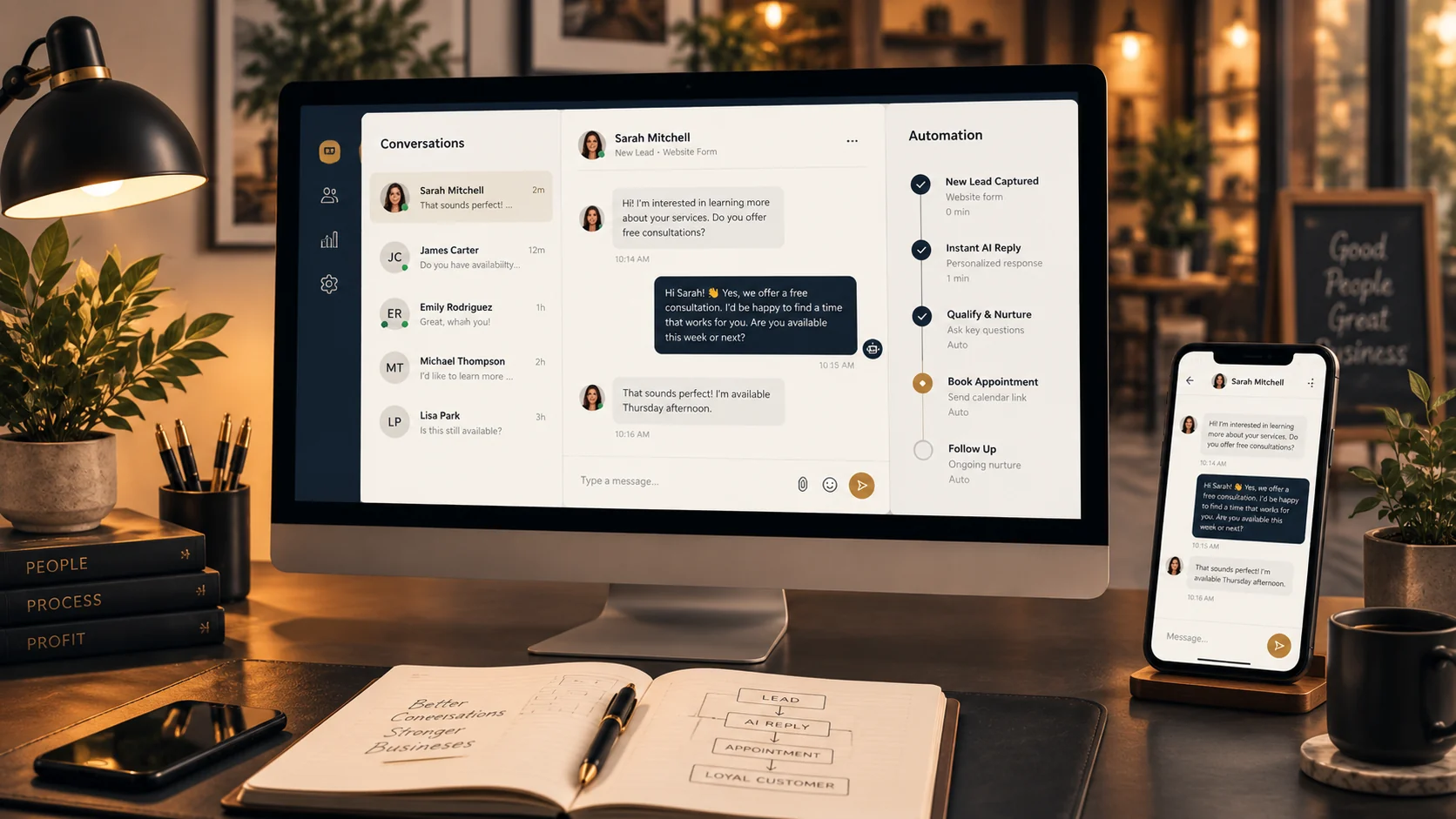 AI customer communication and automation interface