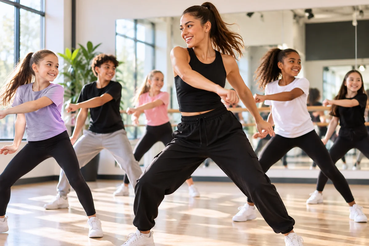 Illustrative modern dance class for a dance studio concept study